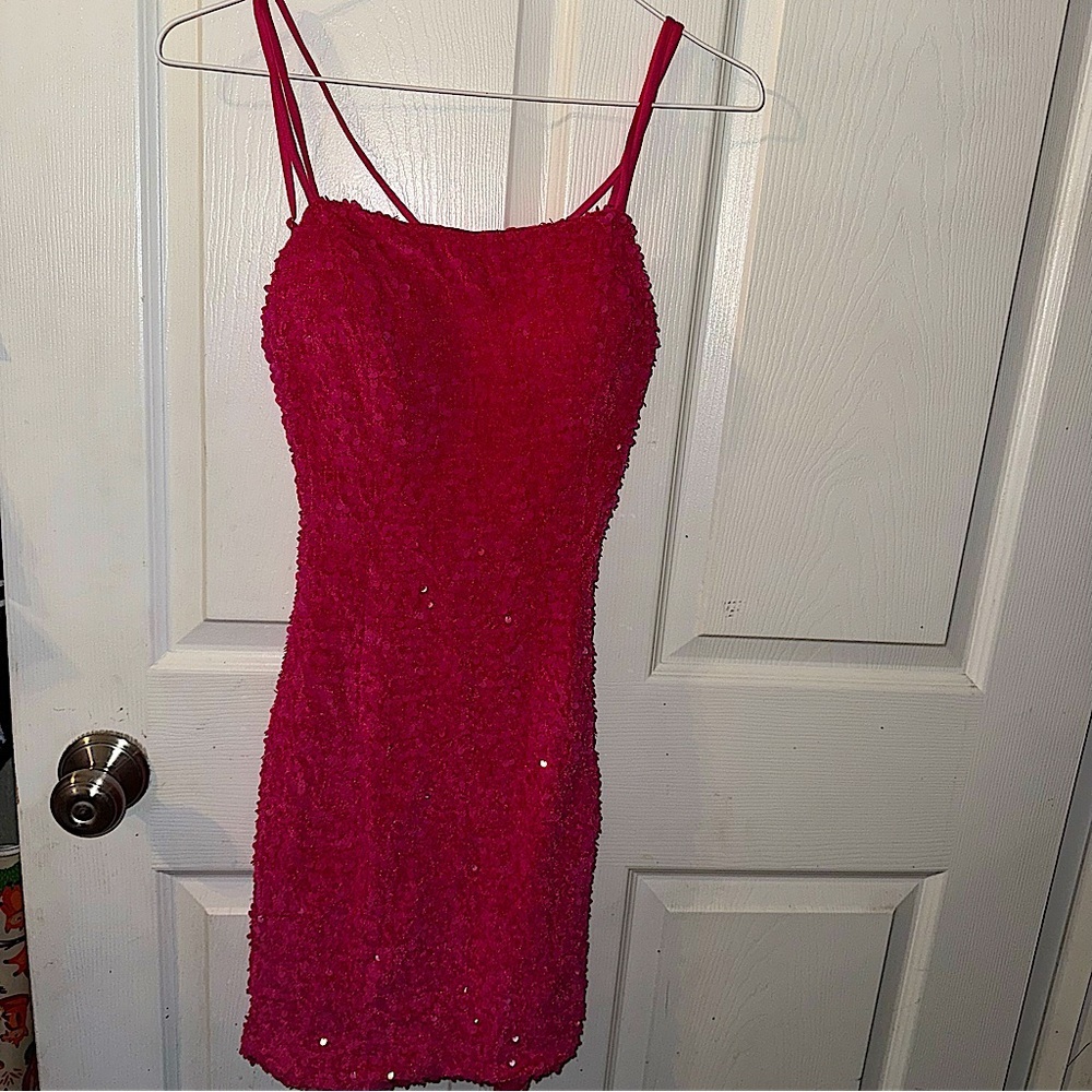 Hot Pink Sparkle Prom/Semi Formal Dress